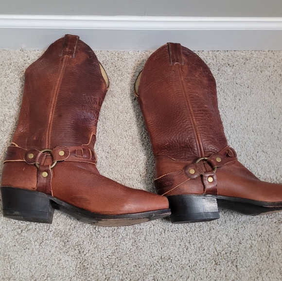 Jack Daniels Old No. 7 Brand Brown Leather Harness Cowboy Western Boots 8M - Picture 1 of 13